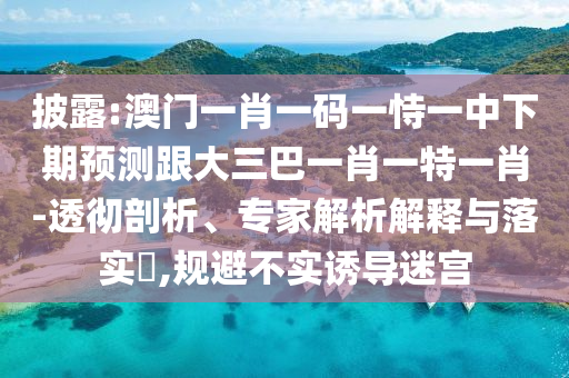 披露:澳門一肖一碼一恃一中下期預(yù)測跟大三巴一肖一特一肖-透徹剖析、專家解析解釋與落實?,規(guī)避不實誘導(dǎo)迷宮