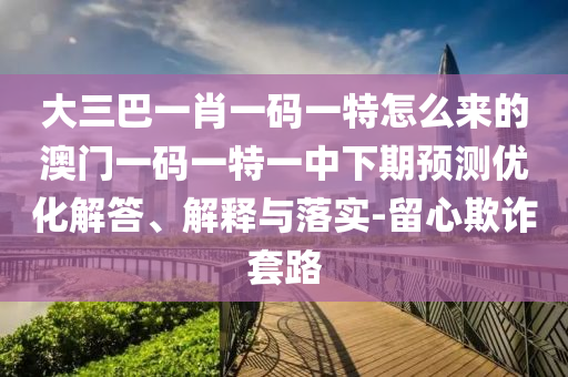 大三巴一肖一碼一特怎么來的澳門一碼一特一中下期預測優(yōu)化解答、解釋與落實-留心欺詐套路