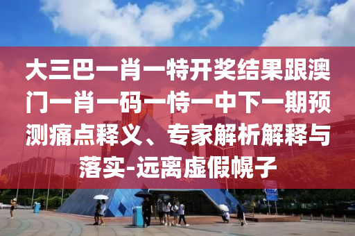 大三巴一肖一特開獎結(jié)果跟澳門一肖一碼一恃一中下一期預(yù)測痛點釋義、專家解析解釋與落實-遠(yuǎn)離虛假幌子