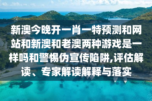 新澳今晚開一肖一特預(yù)測和網(wǎng)站和新澳和老澳兩種游戲是一樣嗎和警惕偽宣傳陷阱,評估解讀、專家解讀解釋與落實